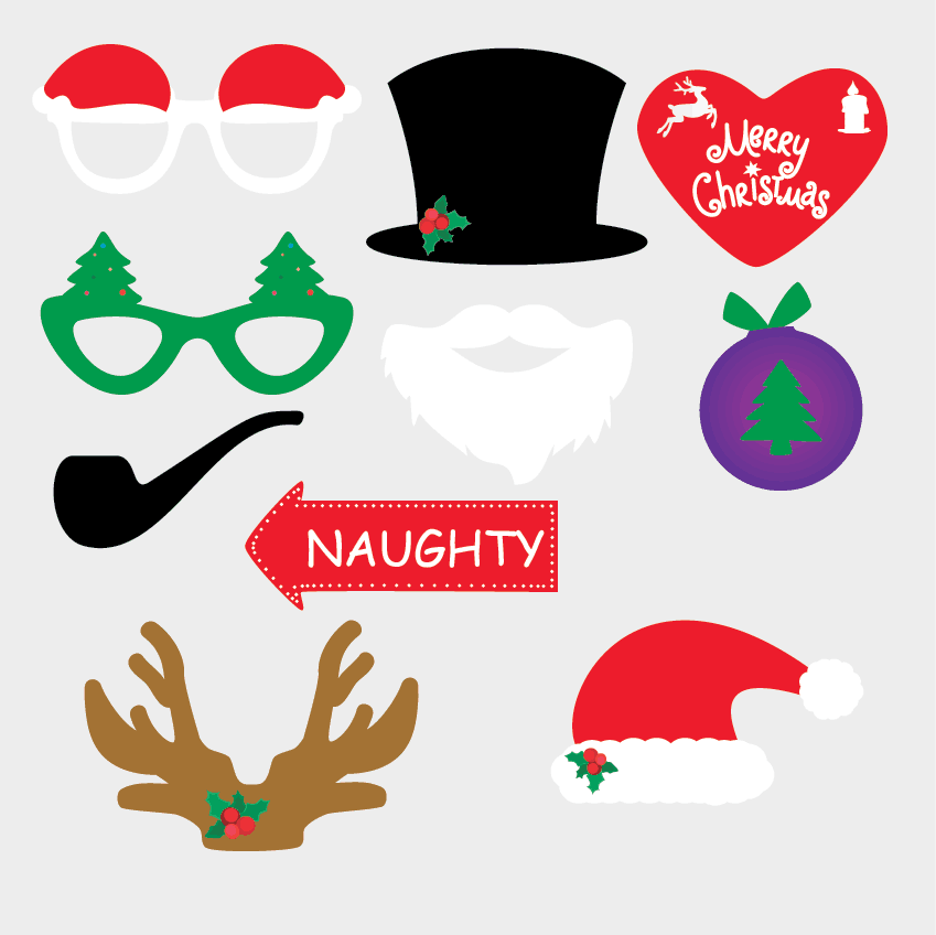 10pcs Photo Booth Props for Christmas Party Favors