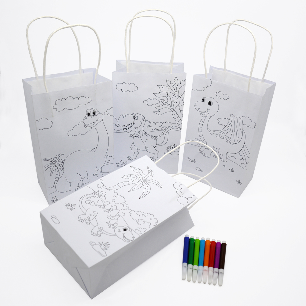 Dinosaur themed graffiti paper bag