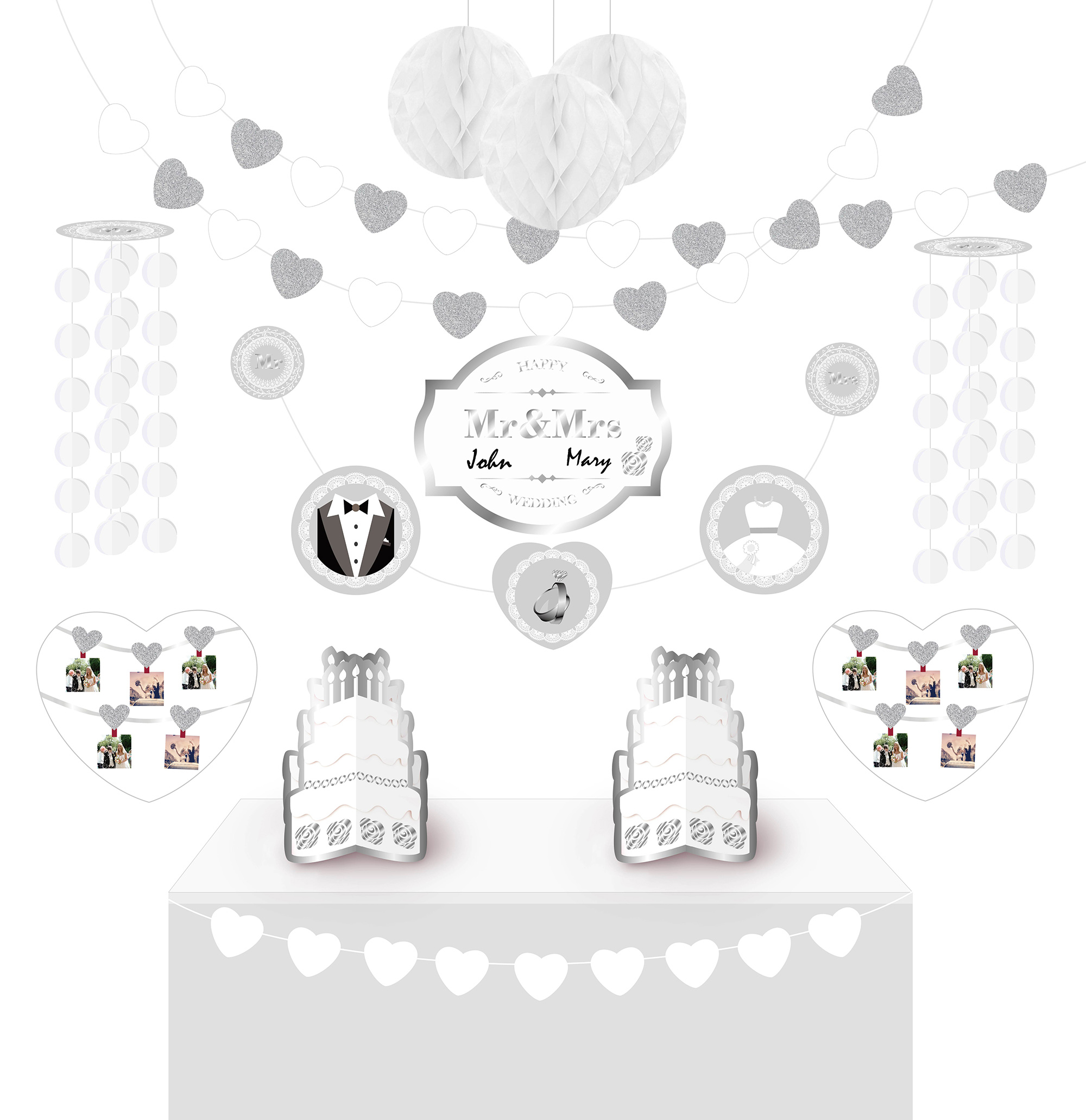 White Wedding Party Decorating Kit