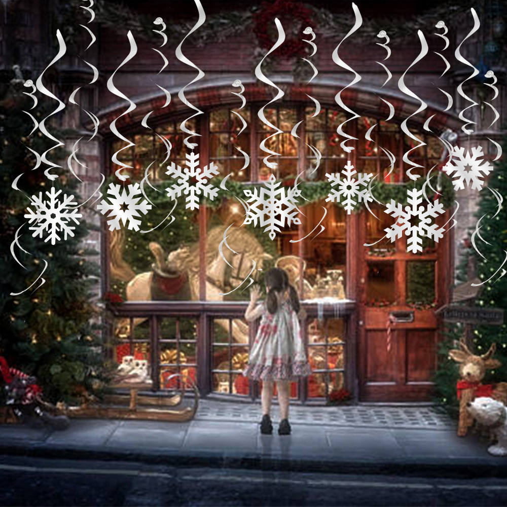 Winter Wonderland Christmas Party Hanging Snowflakes & Swirl Decorations