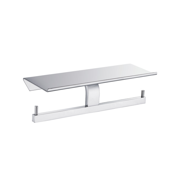 Double roll holder with shelf