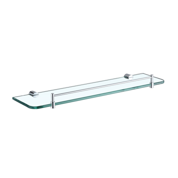 Glass shelf with rail