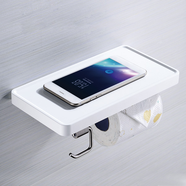 Roll holder with shelf & hook