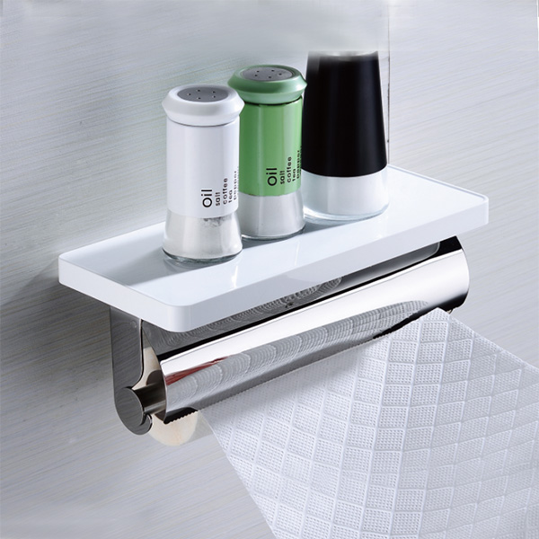 Shelf with preservative film holder