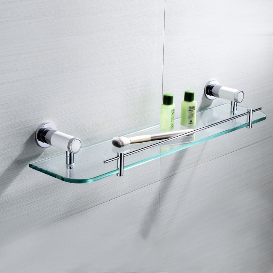 Glass shelf with rail