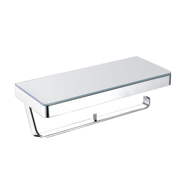 Double roll holder with shelf
