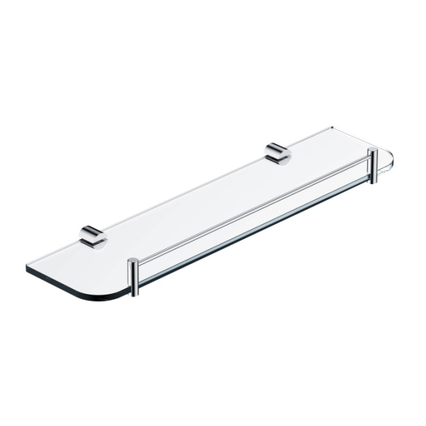 Glass shelf with rail