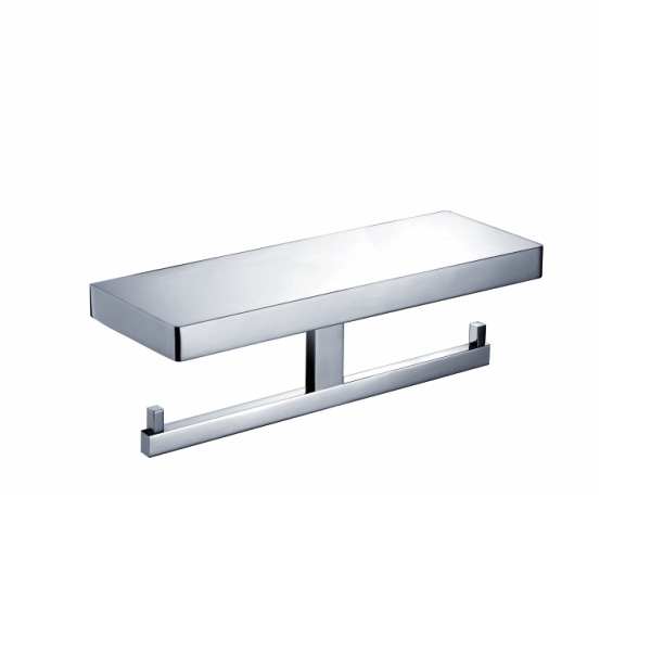 Double roll holder with shelf