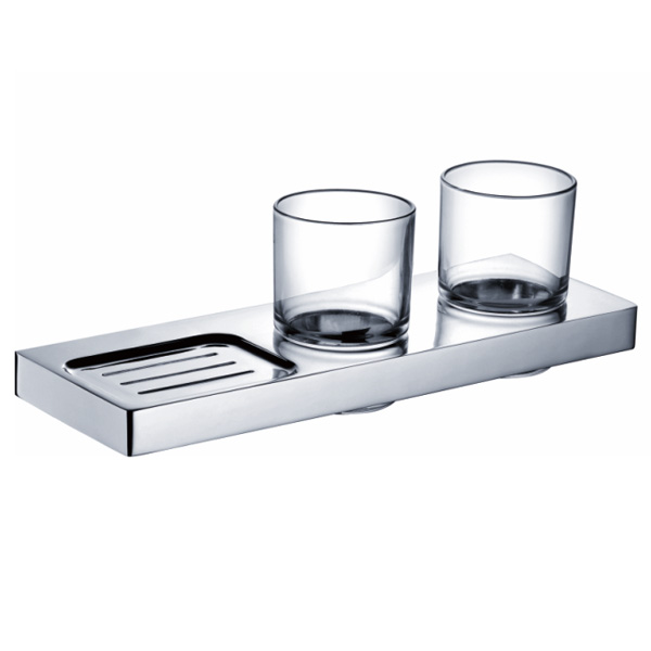 Double tumble holder with soap dish