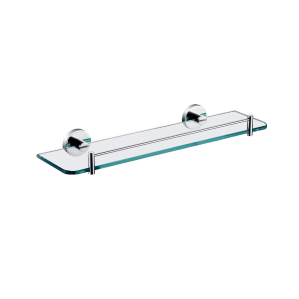 Glass shelf with rail
