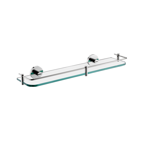Glass shelf with rail