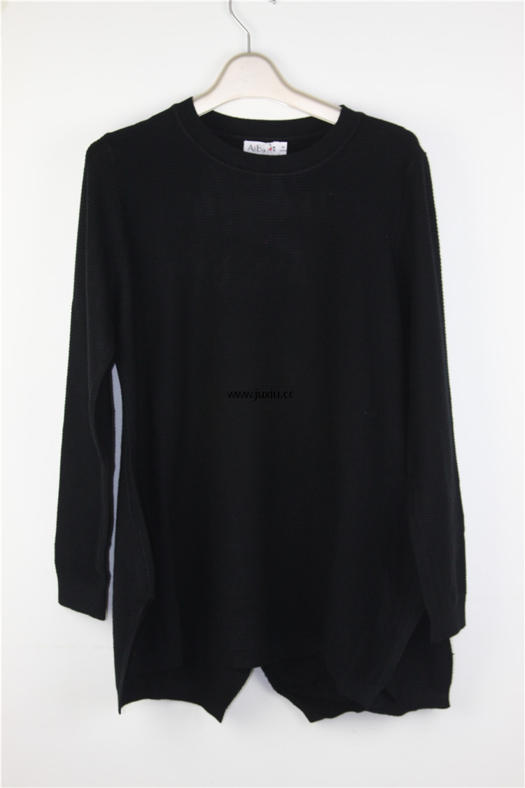 AMLW17622爱宝织暗纹下脚开叉毛衣