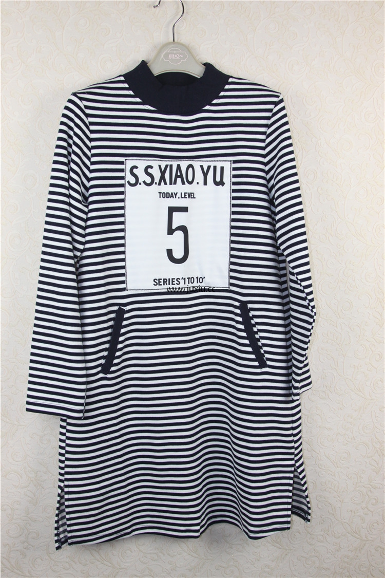 AMLW67664[爱宝]半高领条纹长袖裙