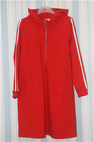 [君心]休闲百搭带帽连衣裙