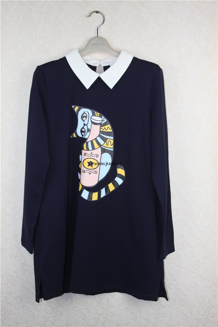 AMLW17538[爱宝]前幅印狐狸中长上衣