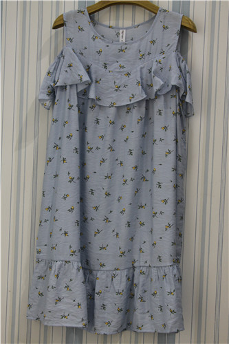 LS69213	[爱宝]花色漏肩连衣裙
