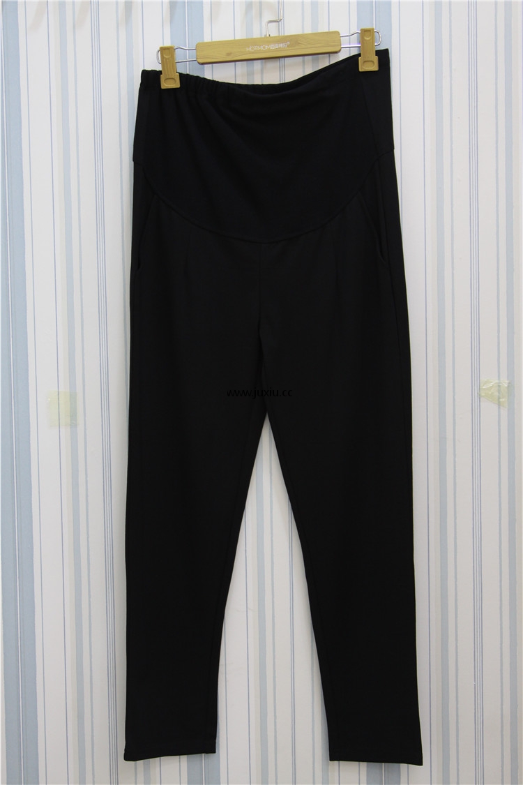 AMLS28284爱宝斜插袋素面弹力小脚裤