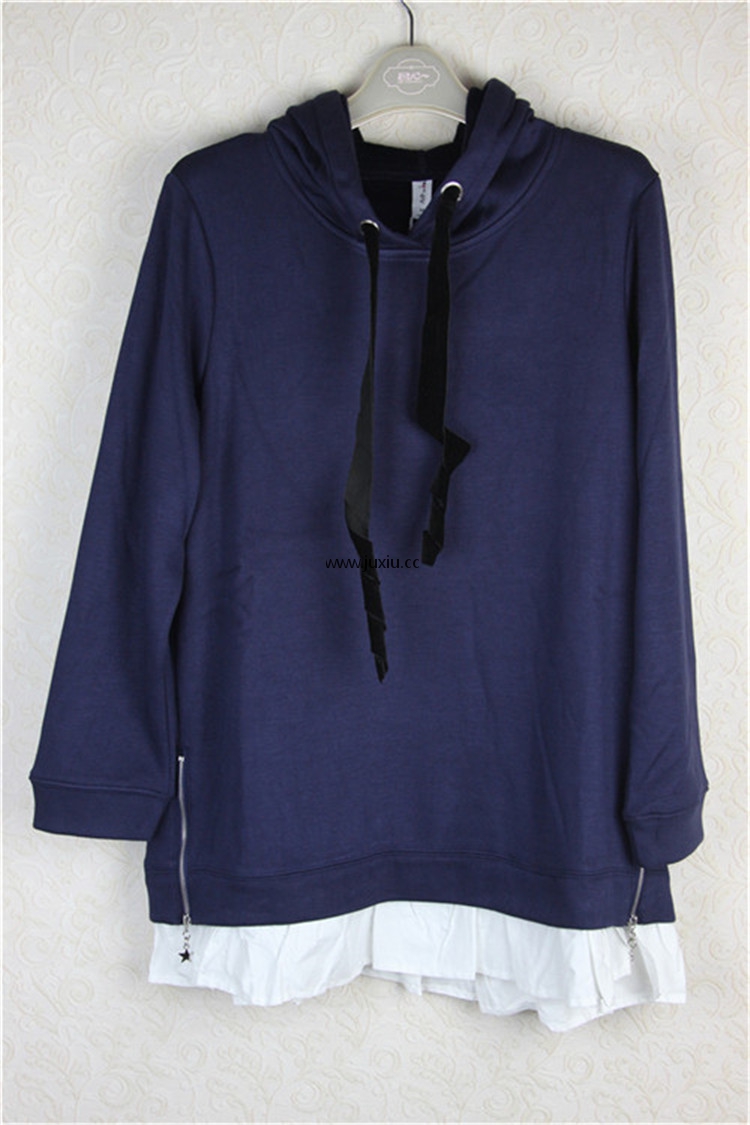 AMLW17591[爱宝]下脚拼接荷叶摆加绒上衣