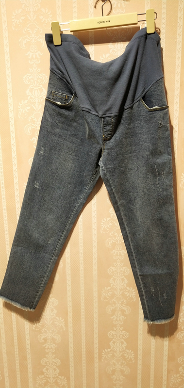 LW29833	[爱宝]下脚毛边九分牛仔裤