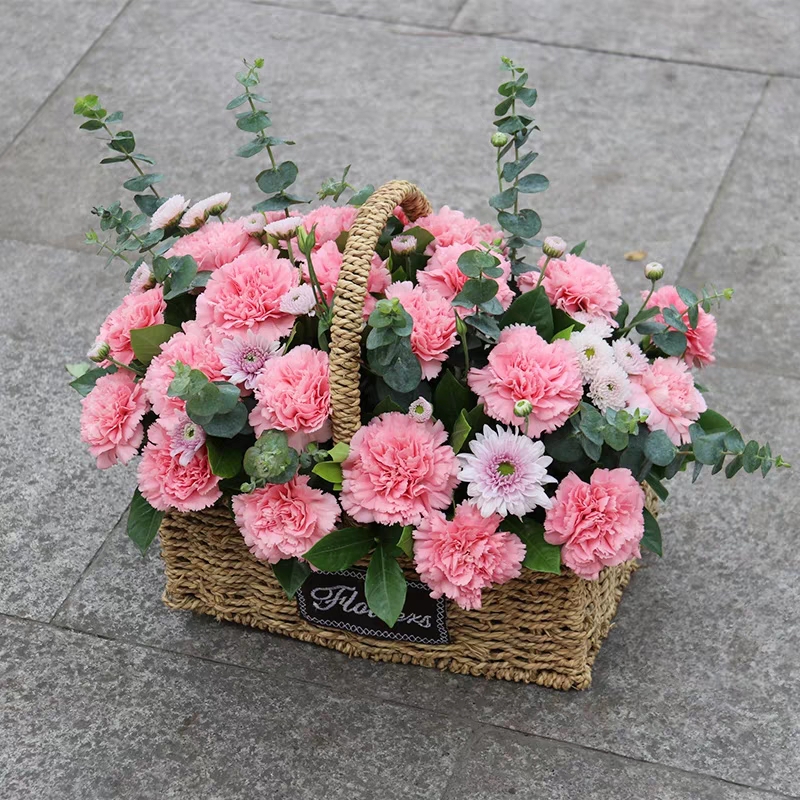 感激——28朵粉色康乃馨手提花