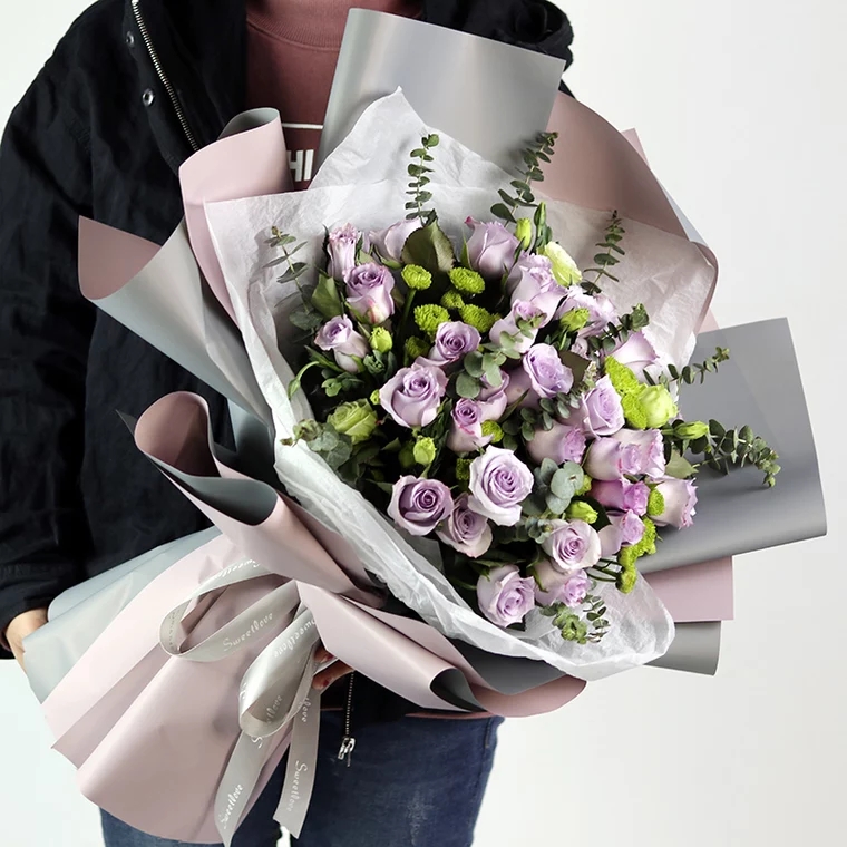 与你在一起——29朵紫玫瑰花精美包装