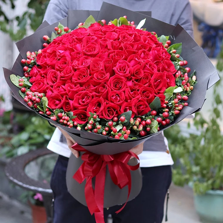 爱你不变/99朵红玫瑰花精美包