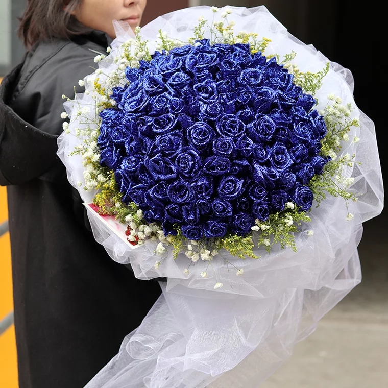蓝色爱情海-99朵蓝色妖姬玫瑰