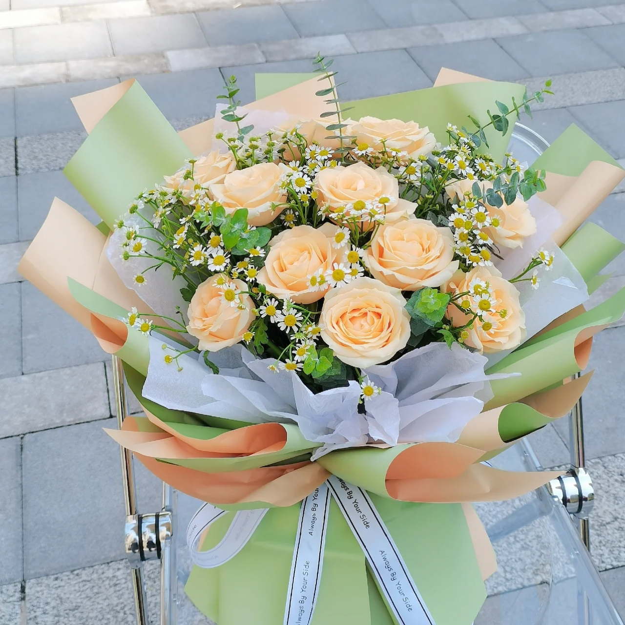 和风清露/11朵香槟玫瑰花精美