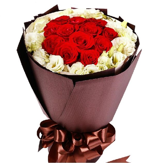 爱相随——11朵红玫瑰花配洋桔梗精美包装