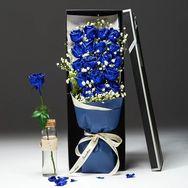 高贵的爱/19朵蓝色妖姬礼盒盛放