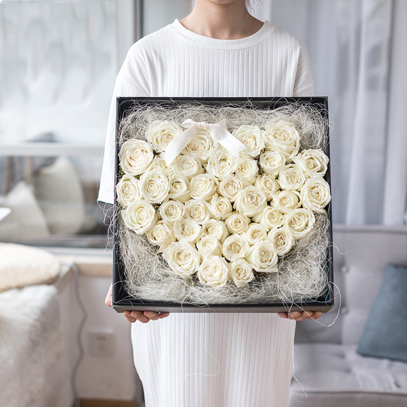 宝贝对不起-39朵白玫瑰花