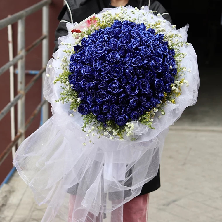 蓝色爱情海-99朵蓝色妖姬玫瑰
