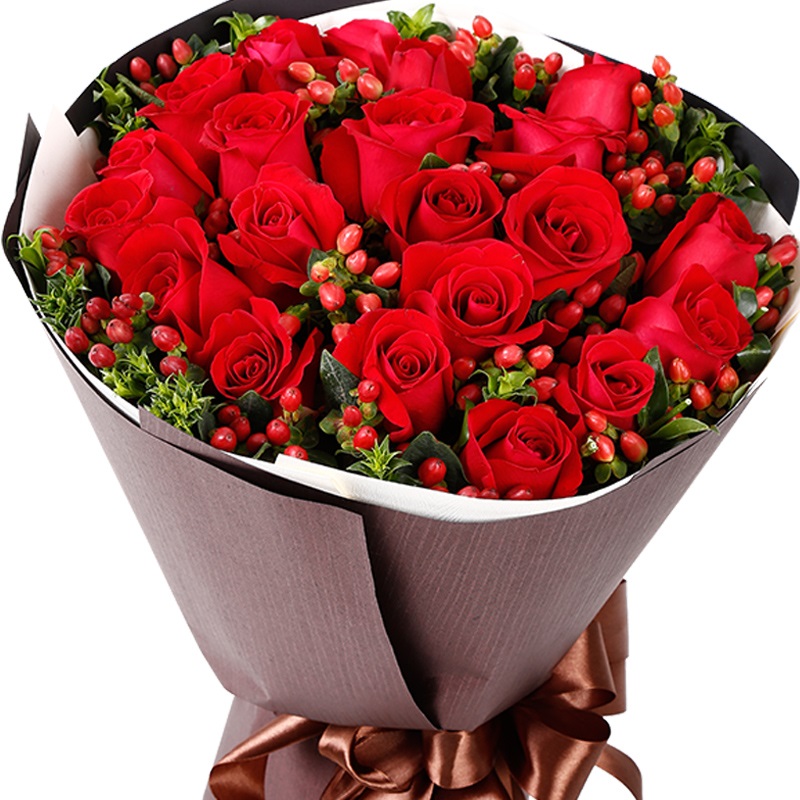 浓情之吻——11朵红玫瑰花配红