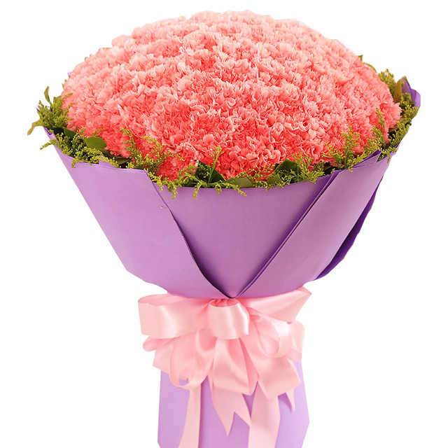 伟大的母亲/99朵粉色康乃馨精美花束包装/情人节鲜花鲜花到家/生日鲜花