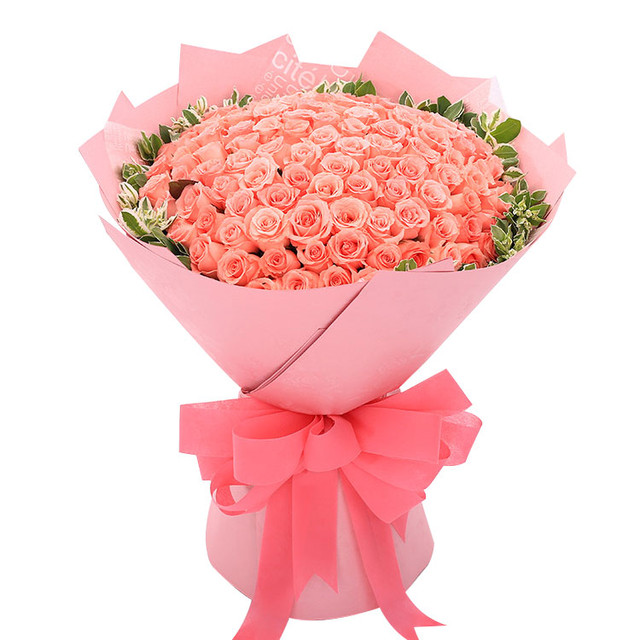 因你幸福/99朵粉玫瑰花精美花