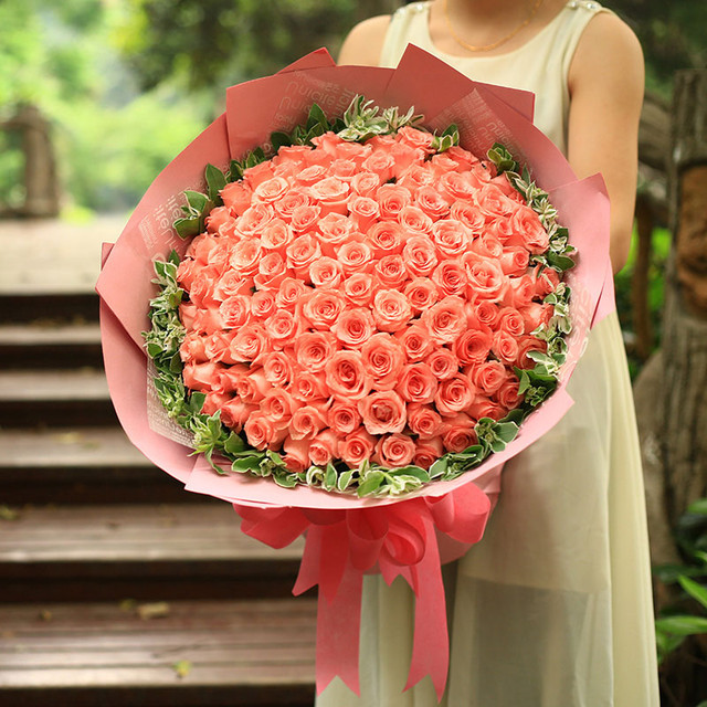 因你幸福/99朵粉玫瑰花精美花