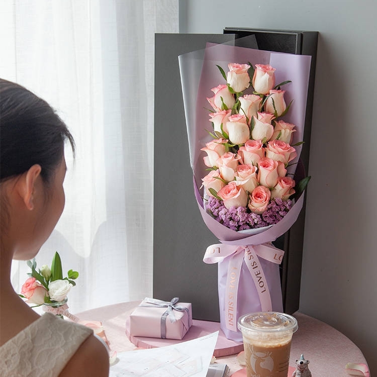 心动瞬间/粉色玫瑰花19朵精美