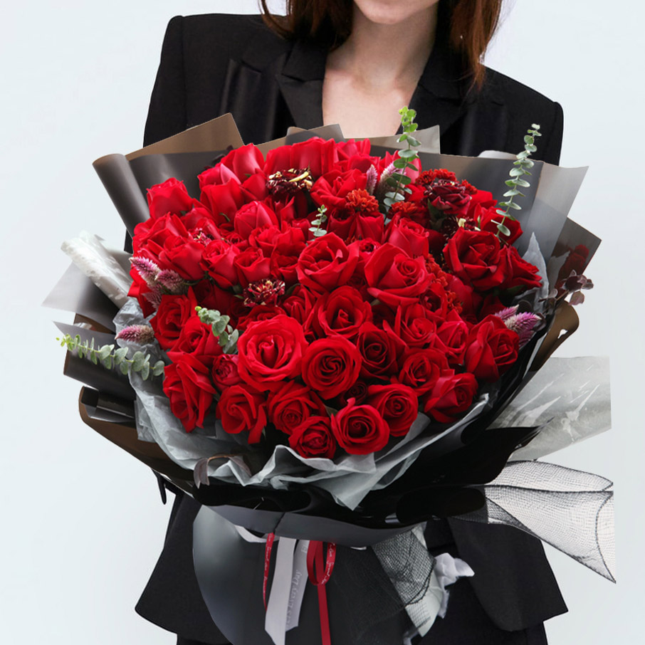 细水长流/66朵红玫瑰花韩式花