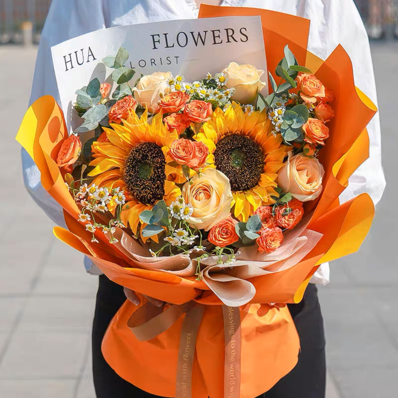 阳光活力/2朵向日葵+3朵香槟