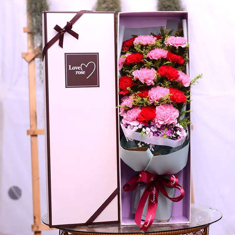 感恩有你-19朵康乃馨双色混搭 配精美礼盒