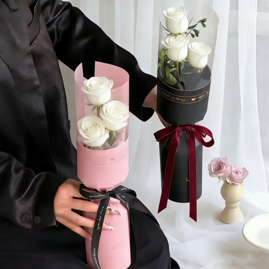 女神驾到/3朵白玫瑰精美花束包装迷你小花束女神节鲜花