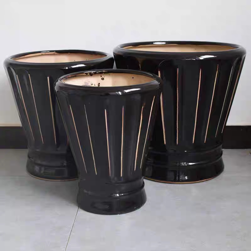 黑色奖杯花盆 大植物花盆 型号可选 单拍不送