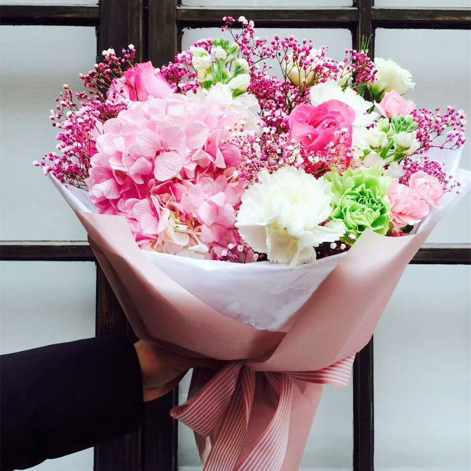 柔情似水——精美绣球花康乃馨花