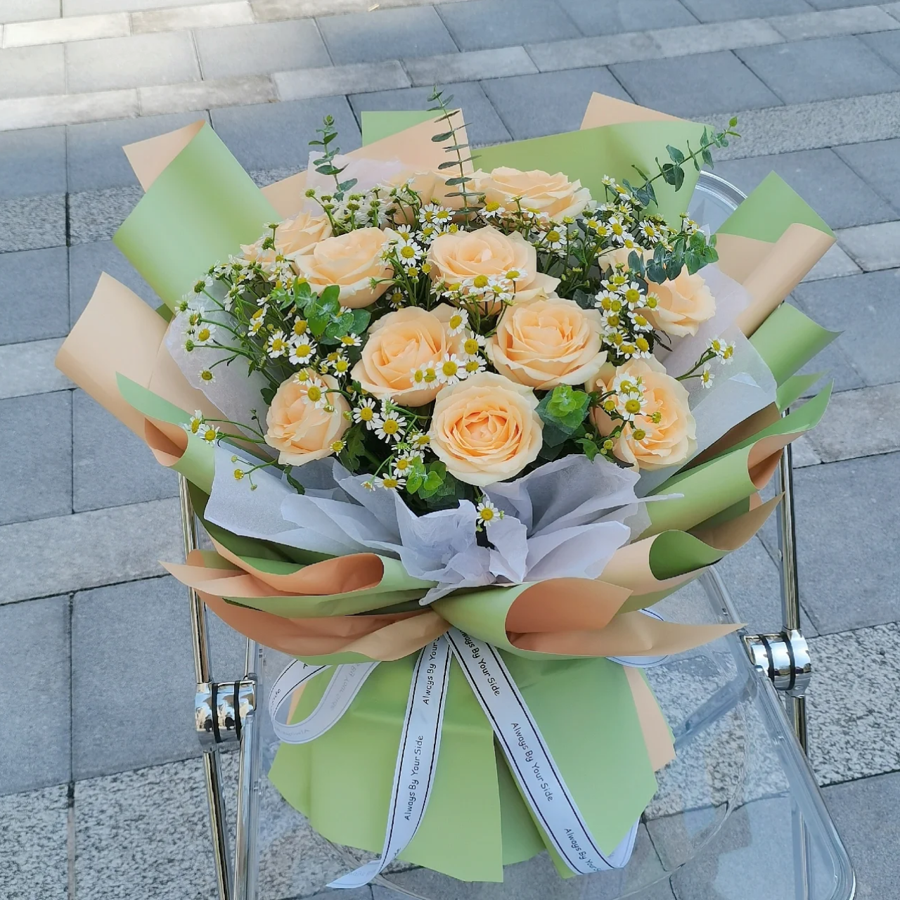 和风清露/11朵香槟玫瑰花精美