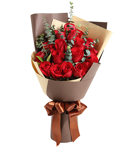 巴黎恋人/红玫瑰花19朵配尤加