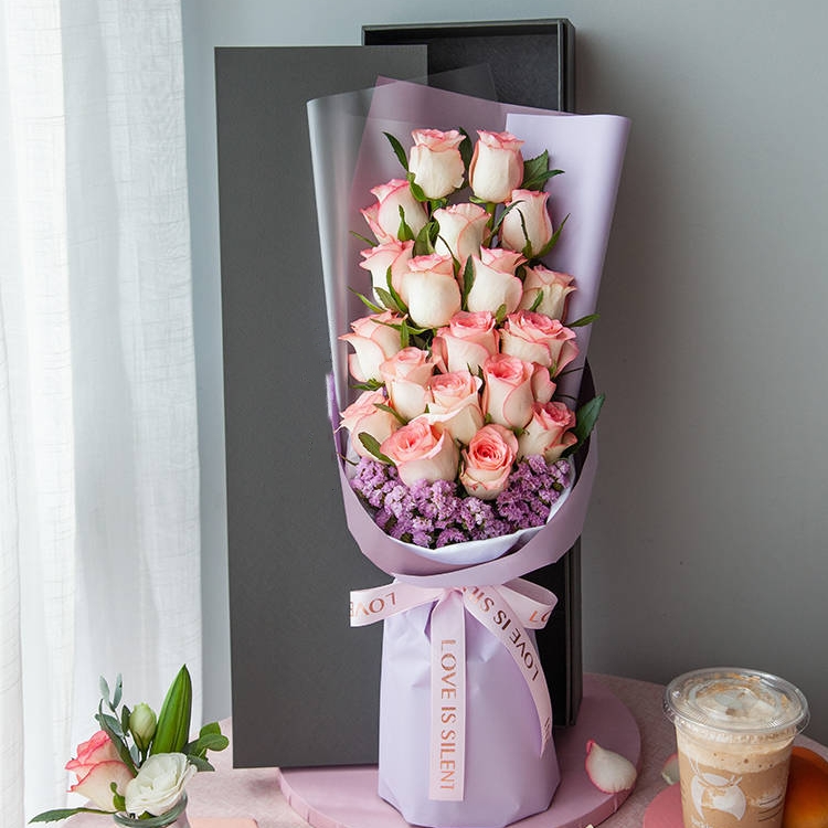 心动瞬间/粉色玫瑰花19朵精美