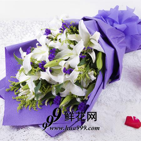 美好的一天-12朵百合花配黄英