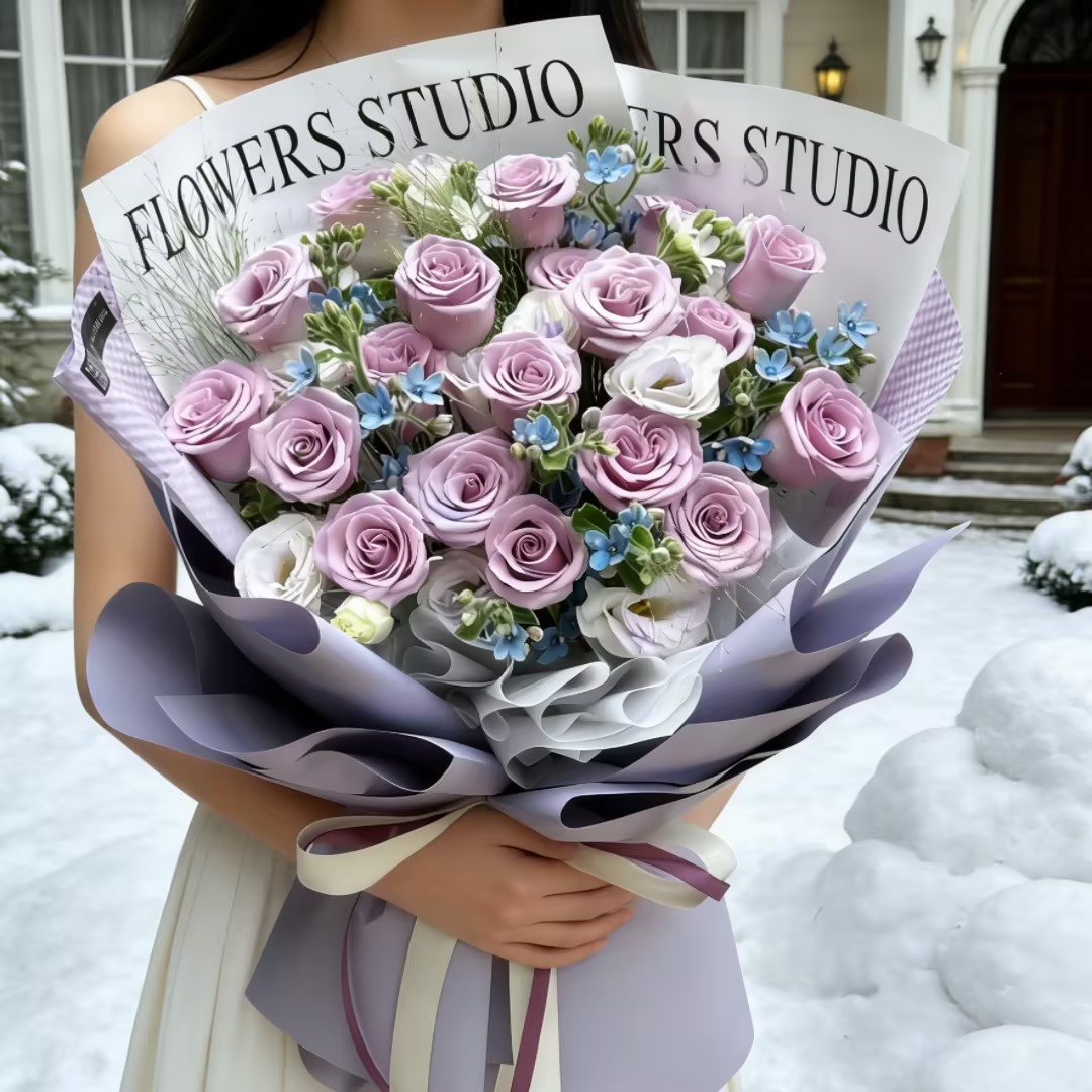 浪漫如你/19朵紫玫瑰精美花束