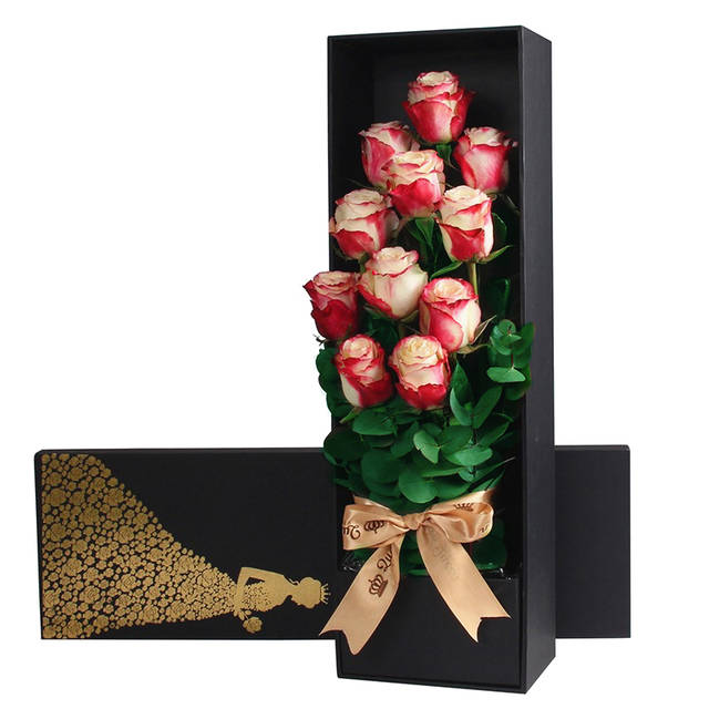 甜蜜女王-11朵精选甜蜜玫瑰花配礼盒盛放