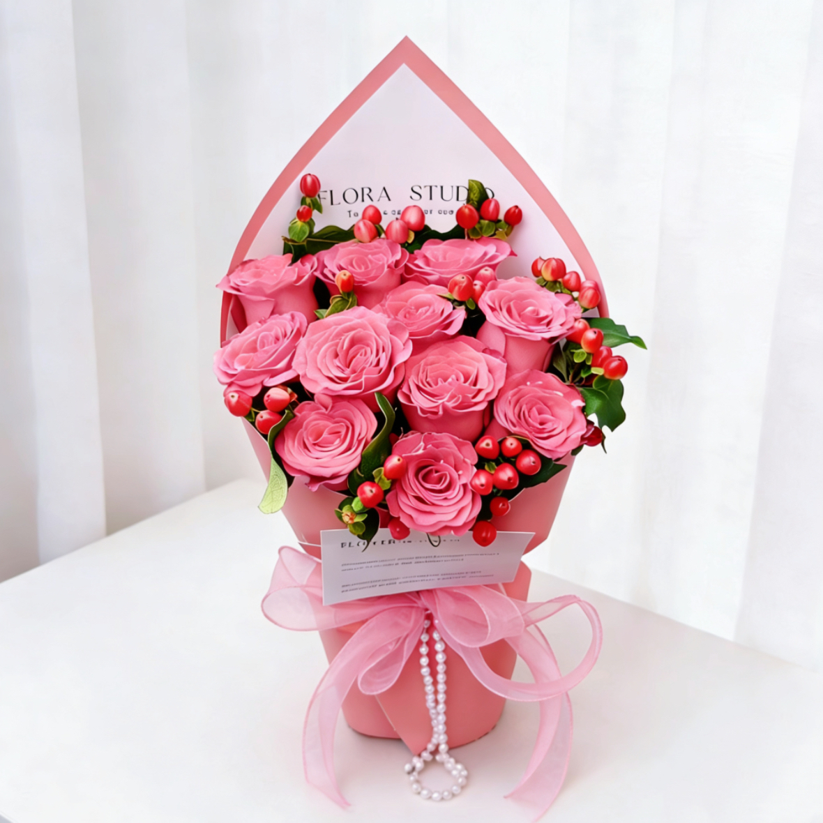 少女初恋/11朵粉玫瑰精美花束